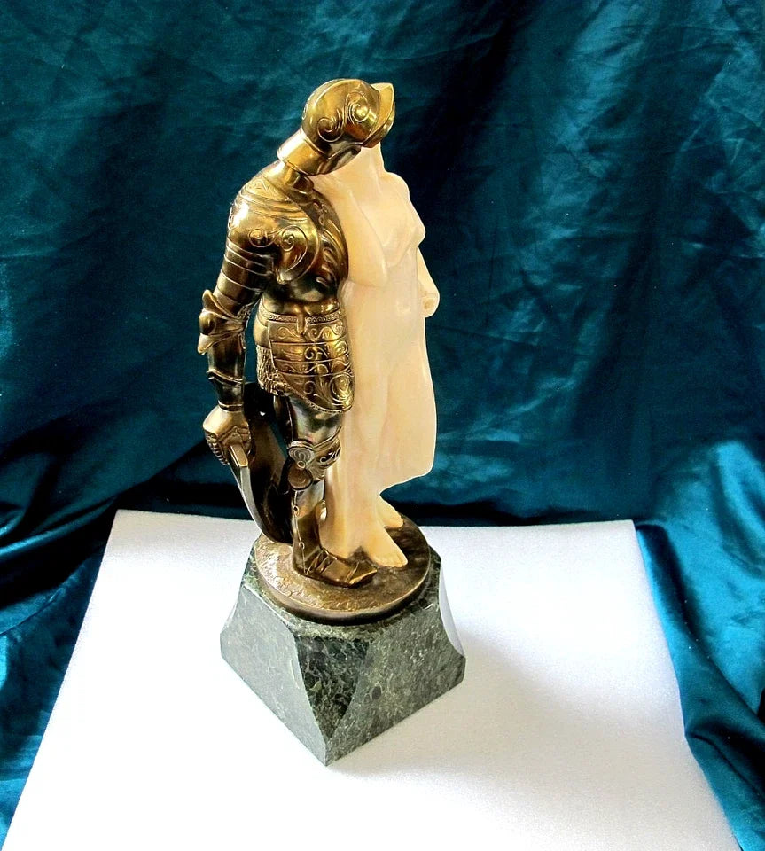 1 sur 253 ERICH SCHMIDT-KESTNER Sculpture Art Nouveau en bronze et albâtre "Lovers" 1910