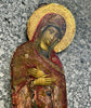 Tableau Ancien Portrait Vierge Marie en Prière Peinture Religieuse Icône s/ Bois