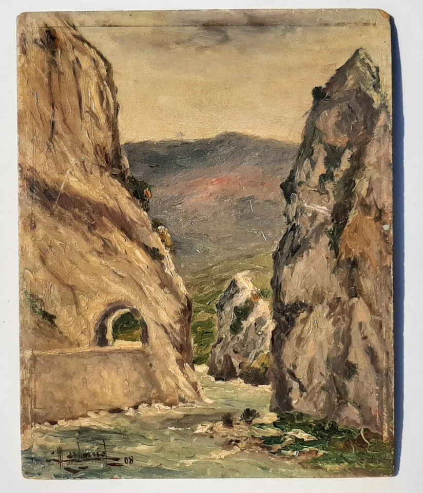 Camille Merlaud Huile Pyrénées Périgord Tableau ancien HSP impressionniste 1900