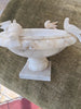 Ancien piédestal sculpture 4 colombes bain oiseau marbre albâtre sculpté italien-