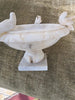 Ancien piédestal sculpture 4 colombes bain oiseau marbre albâtre sculpté italien-