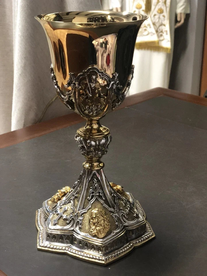 CALICE CESELLATO A MANO PER MESSA 22,5 Cm