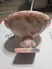 Bassin de bain d’oiseaux vintage en albâtre rose sculpté à la main, sans oiseaux.