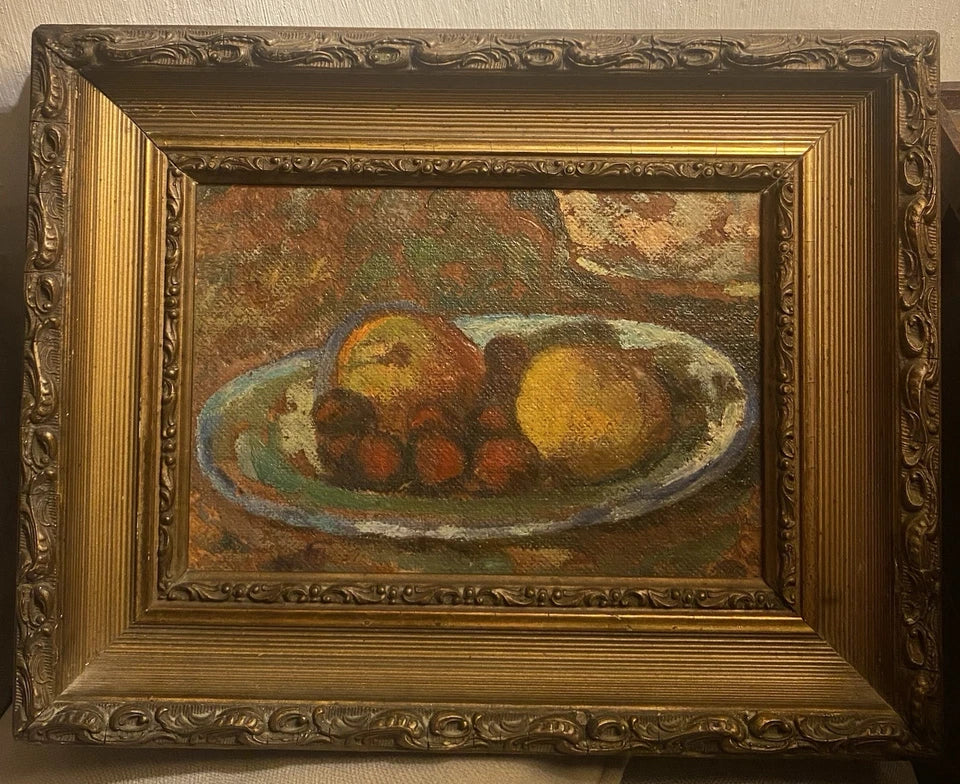 Tableau ancien non signé Nature morte aux fruits Cadre bois doré Décoration