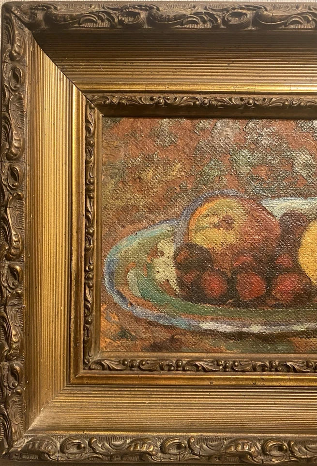 Tableau ancien non signé Nature morte aux fruits Cadre bois doré Décoration