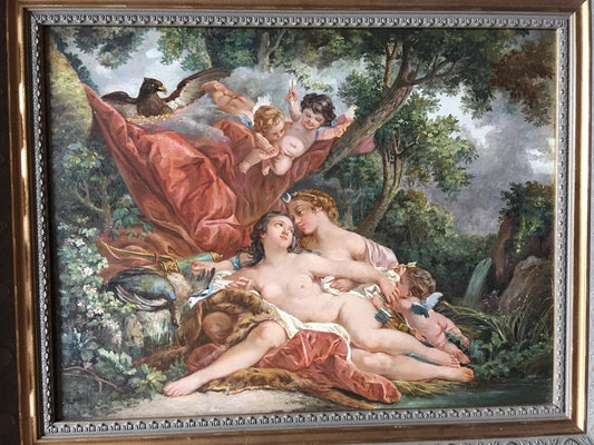 Tableau ancien huile Sur Bois Joli Cadre Bois Doré