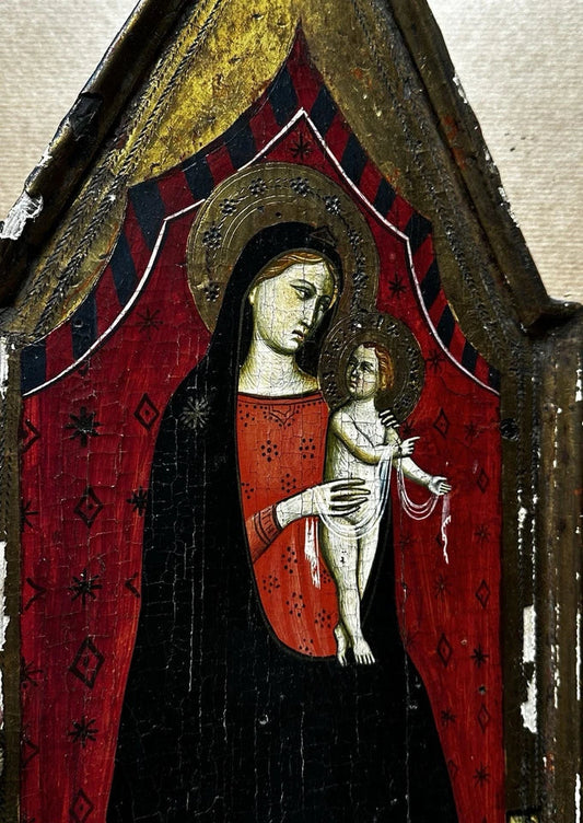 Tableau Ancien Vierge à l’Enfant Jésus Peinture Religieuse Retable Renaissance